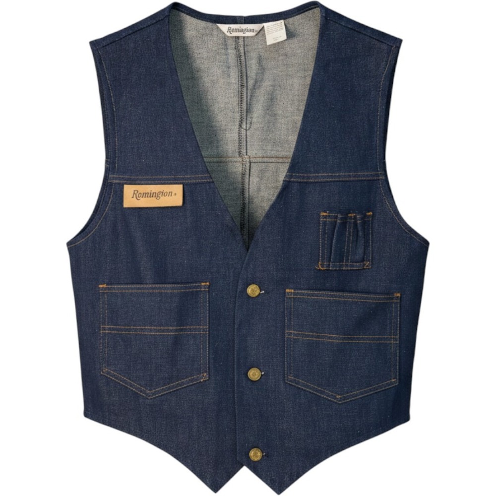 Remington Denim Shooting Vest Womens Medium Blue Utility Western Gold Button